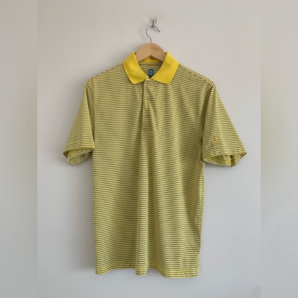 PGA Tour Yellow Striped Polo Shirt